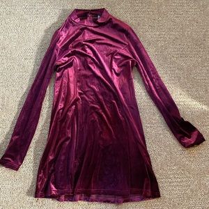 maroon velvet longlseeve dress - large